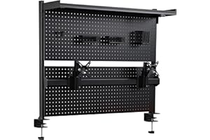 EUREKA ERGONOMIC Schreibtisch Stecktafel, Stahl Stecktafel mit Dual Monitor Ständer, Computertisch Zubehör für Büro, 4 Zubehörteile, modular aufhängbar, 110 x 29 x 86,8 cm, Schwarz