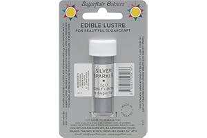 SUGARFLAIR COLOURS Sugarflair SILVER SPARKLE Edible Lustre Dust Powder - Cake Decorating Shimmer - Add a Shimmering Sheen to Cake Decorations, Bakes, Icing, Pastes & Chocolate 2g