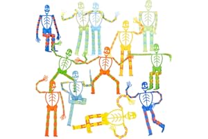 EUIOOVM 12 piezas de Halloween esqueleto hombre juguete fidget toys, luminoso juguete transformable de Halloween, descompresa fluorescente para niños, niños, niñas, Halloween, esqueleto, hombre, 6