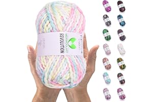 MeriWoolArt Merino Wolle zum Stricken – 75 m Mehrfarbige Dicke Weiche Merinowolle zum Stricken für Pullover Jacken – XXL Handstrickwolle – Voluminöse DIY Wolle für Schals Decken Tücher Geschenke