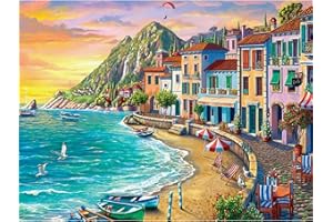 Viart Town Paint by Numbers for Adults - Landscape Painting Kit for Home Wall Decor 12x16inch