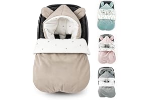 BABEES Winterfußsack Fußsack Babyschale Winter Herbst Babyfußsack warm, Einschlagdecke Baby Kinderwagen Buggy universal 3-Punkt und 5-Punkt Gurt BEIGE