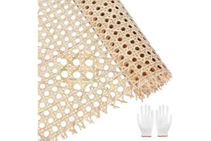 jackfru Rollo de cinta de ratán natural, tejido de nido de abeja, para muebles y decoración del hogar + guantes (150 x 50 cm, color natural)