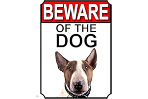 SHAWPRINT LIMITED SHAWPRINT BEWARE OF THE DOG METAL GATE SIGN BULL TERRIER 200MM X 150MM (1117H1)