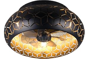 Reality Leuchten Deckenventilator mit Beleuchtung Bidar R61574080, Metall Schwarz matt, 3 Geschwindigkeiten, Sommer- Winterbetrieb, Fernbedienung, Timer