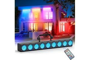 Wallwasher Barra de luz, Rtktoup 9 x 6W RGBW Barra LED Discoteca Profesional Luces Escenario dmx 512 con Control Remoto Iluminación Estroboscopica para DJ fiestas casa discoteca exterior, 1 PCS