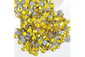 Beadsland Hotfix Pedrería, 1440Pcs Flatback Crystal pedrería para manualidades Ropa DIY Decoración, Amarillo limón, SS12, 3.0-3.2mm