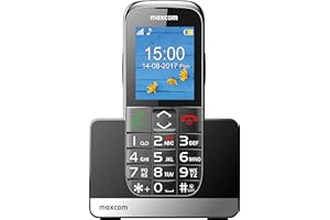 Maxcom MM 720BB Großtasten Multi-Media Handy micro-SIM (5,6 cm (2,2 Zoll) Farbdisplay, 0,3 Megapixel Kamera, Bluetooth) mit Ladeschale schwarz