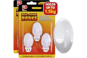 Ainiv 2-Packs 6pcs Medium Hooks with Adhesive Strips(Damage-Free Remove), Multi-Function Self Adhesive Hooks, Wall Door Hooks for Bathroom Kitchen Hanging Coat Cloth Towel Key, Holds up to 1.5kg