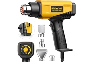 SEEKONE Heat Gun 2000W Hot Air Gun with Adjustable Temperature 50-600℃ and Dual Air Flow Heat Guns Kit with 1.5S Fast Heating and Overload Protection for DIY Crafts Removing Paint Bending PVC Pipe