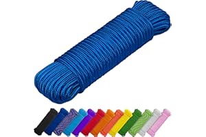 ‎TECEUM TECEUM Seil – 46M x 7mm (1/4 Inch) – Blau - Starkes Allzweckseil - Camping, Basteln, Fahnenmast, drinnen und draußen - Polypropylen Nylon Poly Leichtgewicht Diamant geflochtene Schnur