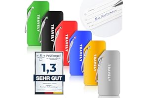 ‎TRAVELY Travely - Premium Kofferanhänger - extra sichere Anhänger für das Gepäck - inklusive Namensschild - 6er Set, bunt