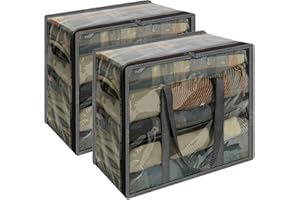 Vieshful 40L 2 Piezas Cajas Almacenaje Ropa Organizador Armario Plegable Bolsas para Guardar Ropa Claro Bolsas Almacenaje Ropa Plastico para Mantas, Edredones, Juguetes