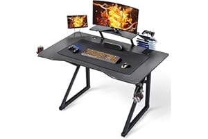 Yaheetech Mesa Gaming Grande Escritorio Gaming Mesa de Ordenador Escritorio Gamer con Soporte Cascos,Base de Alfombrilla 100×60×74.5cm