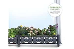 ‎GREEN CREATIONS Blumenkasten Halterung Fensterbank, Außenbereich, masu ERWEITERUNGSSET, Blumenkastenhalterung ohne Bohren, sichert Blumentopf, Balkonkasten, Deko, ohne Beschädigung der Fassade (anthrazit, waves)