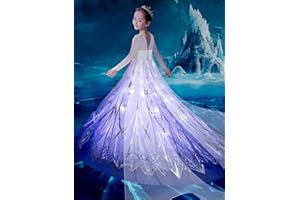UPORPOR LED Light Up Robe de Princesse Fille, Robe Reine Costume de Noël Filles Neiges Déguisement Halloween Carnaval