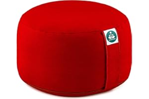 Present Mind Extra High Round Yoga Cushion (Height 20 cm) High Yoga Cushions/Meditation Cushions - Made in the EU - Washable Cover - 100% Natural Floor Cushion - Yoga Gifts