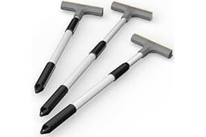 AUPROTEC Ice Scraper Telescopic Brass Windscreen Scraper with Squeegee ultra-light car window de-icer tool steplessliy extendable - colour grey