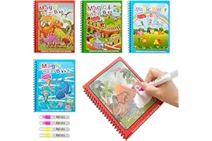 WEFINEST Magic Water Colouring Book 15 x 18,8 cm, kolorowanka z 4 pisakami wodnymi dla dzieci, wielokrotnego użytku, kolorowanka Water Magic, dla dzieci w wieku 3, 4, 5, 6 lat