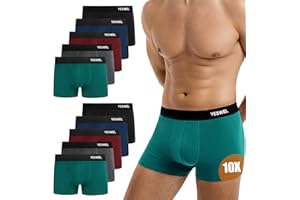 YESWEL Boxer Homme Lot de 10,Coton Calecon,Doux et Respirant,sans Étiquette sous-Vêtement,avec Ceinture Élastique (S - 4XL)