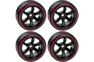 HIRCQOO 5-Spoke Hard Plastic Wheel Rims & Plastic Tires 12mm Hex for Traxxas HSP Tamiya Kyosho Himoto HPI Redcat 1/10 On-Road RC Drift Drifting Car (Style 2)