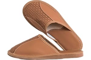 TYLBUT M03 Męskie kapcie skórzane, z tłoczoną skórą, wygodne klapki, lekkie kapcie z podeszwą z pamięcią kształtu, rozmiar EU