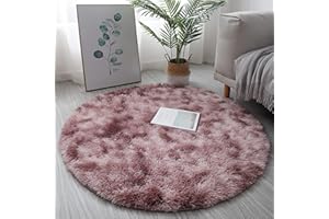 KAYBTNT Round Rug, Fluffy Shaggy Aesthetic Circle Rug, Plush Washable Non-Slip Soft Area Circular Fuzzy Rugs, Cute Carpet for Kids Baby Nursery Girls Living Room Bedroom Home,Dark Pink,60cm/24inch