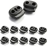 Ganzoo 10er Set Kordelstopper/Kordelklemme (Doppellochung) für Seile, Jacken UVM. Aus Kunststoff, Farbe schwarz; Marke
