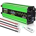 Yinleader 12 V to 230 V Pure Sine Wave Inverter 3500 W / 7000 W Voltage Converter 2 x Sockets and 4 USB Ports LCD Display wit