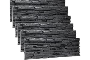 Rebel of Styles - UltraLight Tasso Black - 0,63m² / 6 Stück - EPS Wandpaneele/Verkleidung/Verblender/Platten in Natursteinoptik - Schaumstoff Wanddekoration mit Isolierung