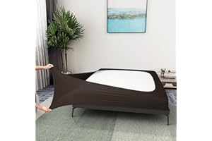 ALYVIA SPRING Box Spring Cover King Size - Gonna da letto a 4 lati in jersey e tessuto elasticizzato per letto king size, colore: Marrone