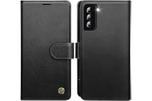 AIMOYU for Samsung Galaxy S21 5G Case, Flip Wallet Leather Phone Case with [4 Card Slots] [Kickstand] [RFID Blocking] Magnetic Protective Shockproof Cover for Samsung S21 Phone Case - Black