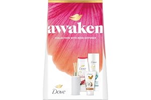 Dove Awaken Collection Gift Set with a body wash, a body lotion, a hand cream and a Reed Diffuser perfect gifts for her 3 piece