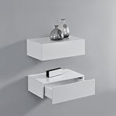 Comodino Sospeso Moderno Con Cassetto - Mensola Galleggiante Per Camera Da Letto, Bianco