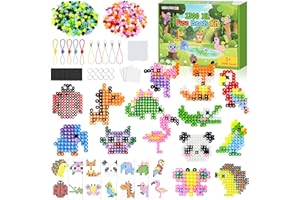 HERMORRYSS Perline da Stirare, Perline a Fusione Animali, 1300 Pezzi 10MM Perline DIY Colorate con 14 Motivo, 10 Cordoncini e 5 Calamite Frigo, per Bambin Artigianato Creativo Regalii Compleanno