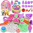 Haphiz Magical Play Sand for Girls 3 4 5 6 7 8 Years Sand Art Kits Sand Ice cream Cakes Building Molds Self-Sticking Sandbox Sensory Sand Toys Birthday