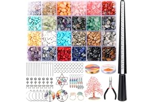 PRETOLE 1500+ Pcs Crystals Beads 24 Colors Crystal Beads for Jewellery Making for Girls Natural Gemstone Chip Beads Bracelet Making Kit DIY Beads for Necklaces Bracelets Rings Jewellery Making for Beginners