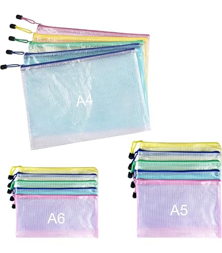 Confezione da 12 cartelle portadocumenti in plastica A4, tasche