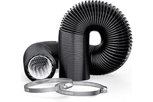 Adair 4inch x 10ft (3M) Tumble Dryer Vent Hose 100mm Black, Flexible Aluminium PVC Ducting, Includes Clamps, for Air Conditioner, Bathroom Extractor Fan (3 Metre)