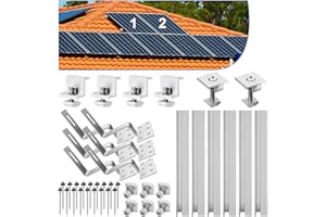 Solarmodul Halterung Ziegeldach, Techextra Solarpanel Halterung für Balkonkraftwerk mit 30cm Schiene & Dachhaken, Photovoltaik Befestigung PV Modul für 30-35mm 2 Solarmodule zum Trapezblech, Flachdach