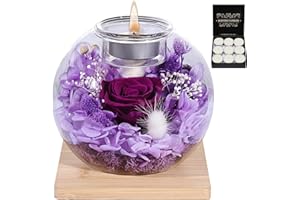FRFG Eternal Preserved Rose Glasglocke-Deko-Geschenk für Muttertag/Geburtstag/Hochzeitstag mit Natürl. Duft & Holzständer | Geschenk für Mama, Frau, Oma