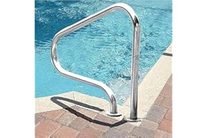 AMZZHAO main courante de piscine Poignée de sécurité en acier inoxydable 304 de qualité supérieure pour piscines creusées | Rambarde de piscine | Rampe d'escalier de piscine | Barre d'appui facile à install