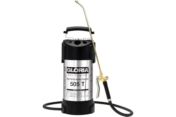 Gloria Pulvérisateur INOX 505 T | 5 L Pulvérisateur à Pression Acier Inoxydable | 6 Bar pour Protection des Plantes & Nettoyage | Pompe Laiton & Vidange Complète