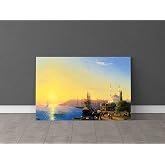 Undizayn Ivan Aivazovsky-Konstantinopolis (İstanbul) ve Boğazi&ccedil;i'ne Bakış Kanvas Tablo, 60x100 Cm