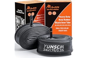 YunSCM 2-PCS 24inch Heavy Duty Inner Tubes 24x1.75/1.95/2.25 ETRTO 45/57-507 AV32mm Schrader Valve 24" Tube Compatible 24x1.75 24x1.90 24x1.95 24x2.0 24x2.10 24x2.125 24x2.25 MTB Bike Tyre Tubes