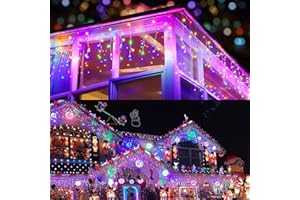 PhilzOps Cortina Luces Navidad Exterior, 480 LED 19M Luces de Carámbano Multicolor Impermeable 8 Modos Guirnalda Luces Decoración para Interiores Fiesta Casa Jardín Patio Balcón Boda, Cable Blanco