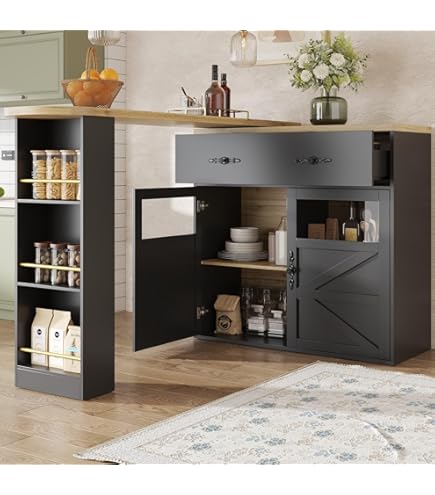 HOMCOM Table De Bar Extensible Design Industriel - 3 étagères Intégrées