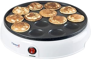 Bestron Poffertjes Maker in Retro Design, Mini Pancake Maker, con revestimiento antiadherente, Sweet Dreams, 800 W, Color: Blanco