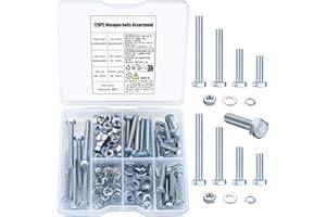 QIWUHAI 128 Pcs Carbon Steel Machine Bolts & Nuts Set, M6 Hex and Flat Washers Assortment Kit (128 Pcs Blue and White)
