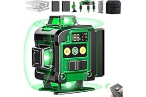 RINOXAR Livella Laser Autolivellante 4 X 360 °, 16 Linee Livello Laser Verder con Display Digitale a LED, 2 x Batterie, IP54 Antipolvere, Supporto Rotante, Telecomando- TrueLine